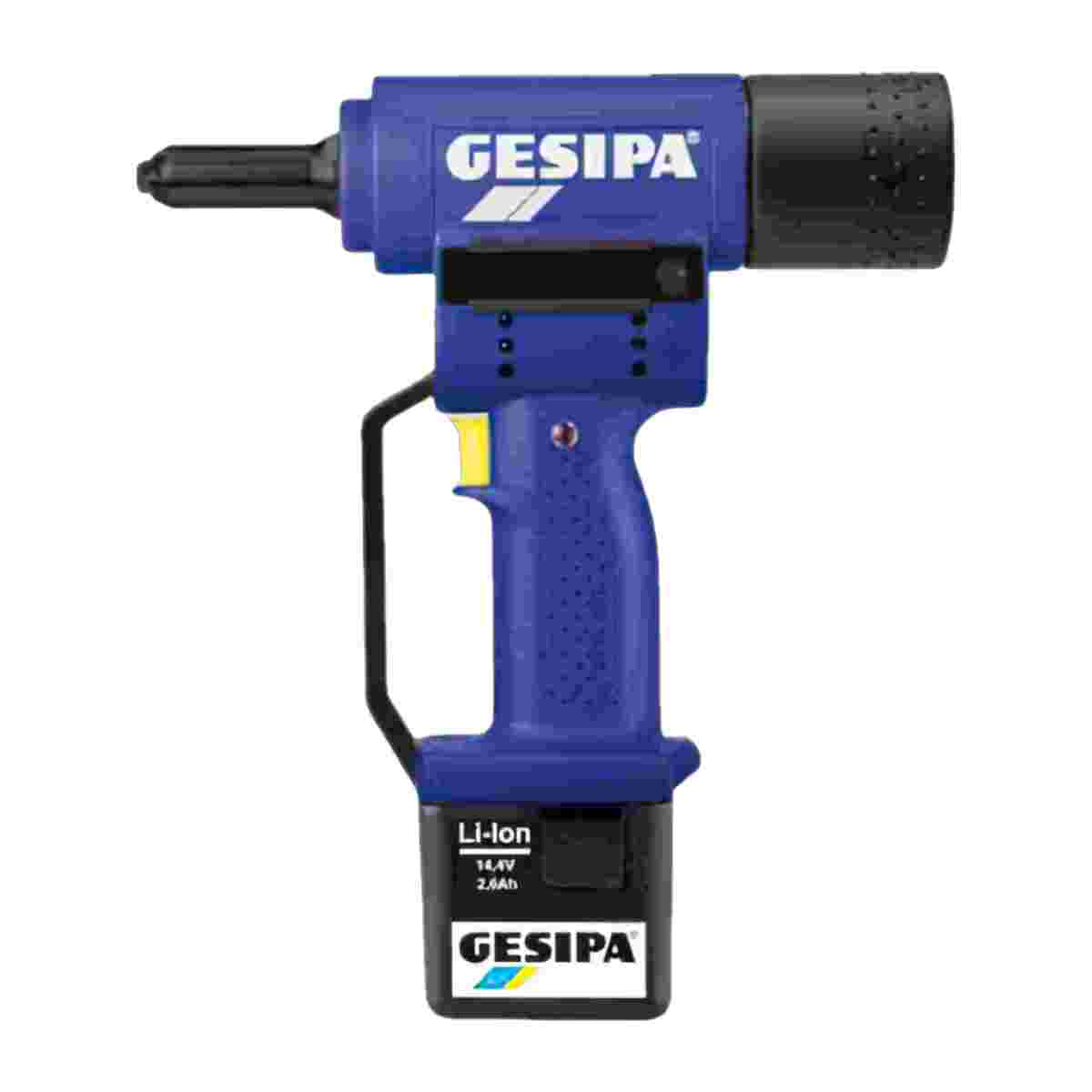 1450602-Q - Gesipa - Remachadora a Batería PowerBird Con Gatillo De Presión - max 7,7mm - Carrera 20mm - Bateria 14,4 V/2,6 Ah y Cargador