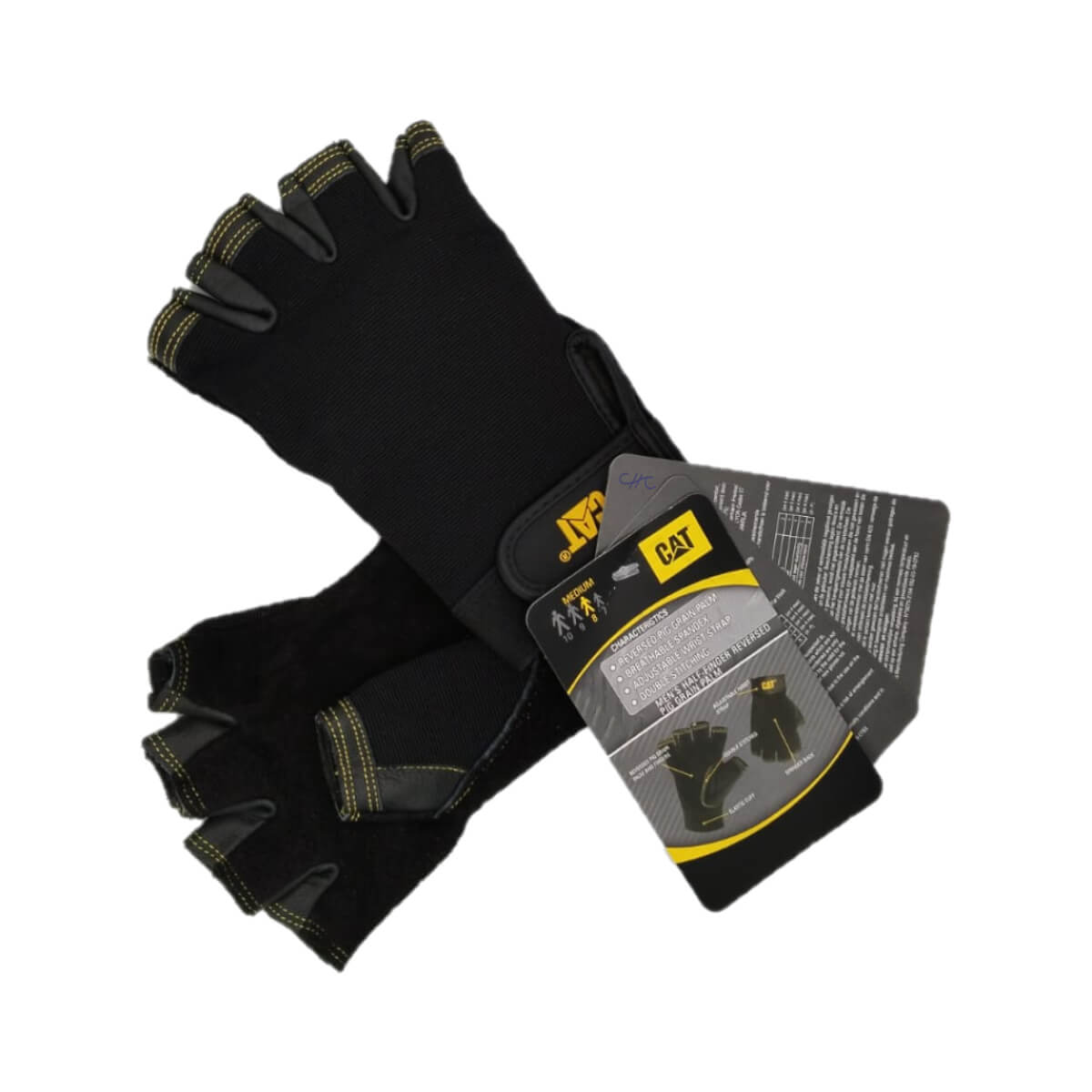 CAT012202M - CAT - Guantes con medio dedo de piel de cerdo - Talla: M/8/M
