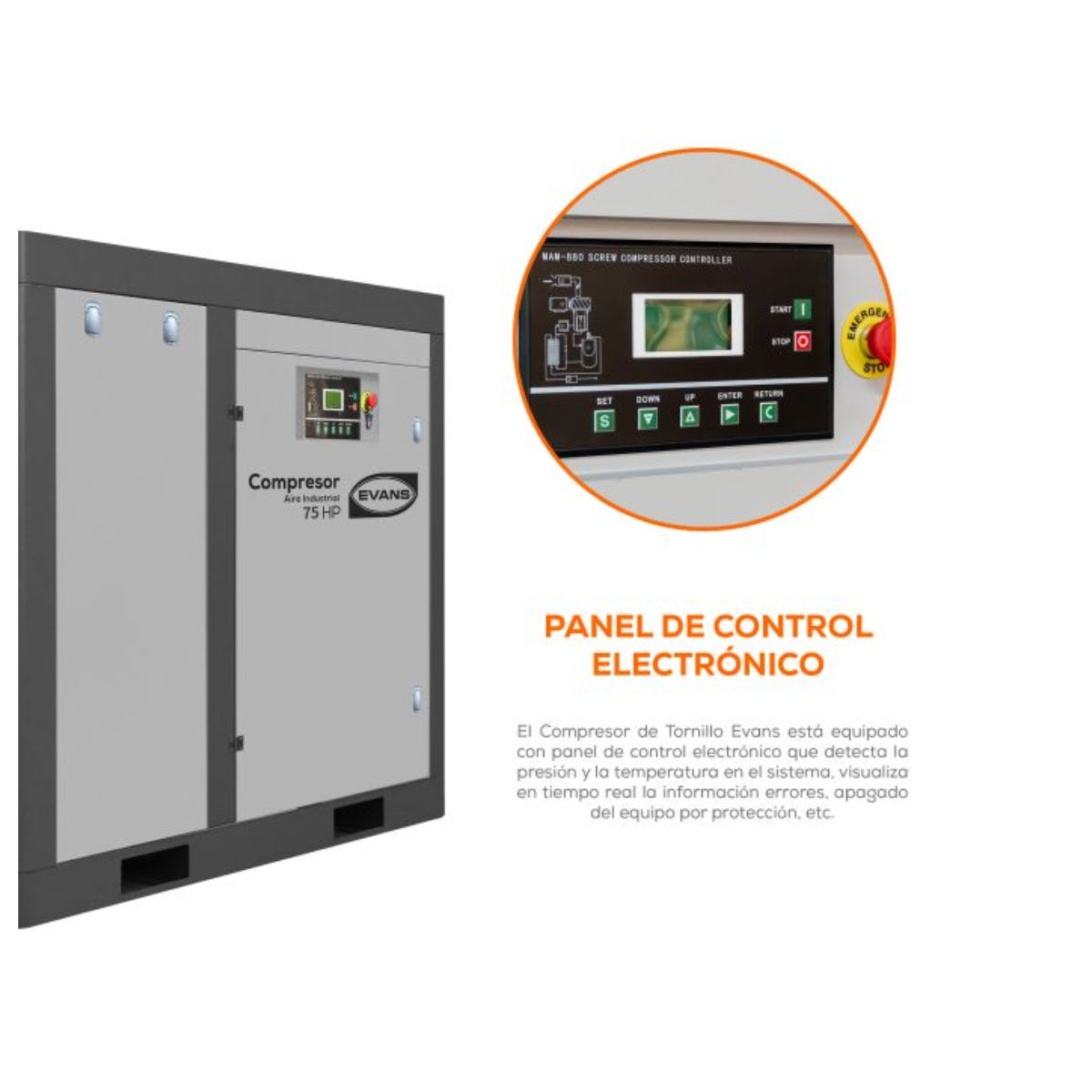 CTF300ME7500H - Evans - Compresor de Tornillo 75HP 460V