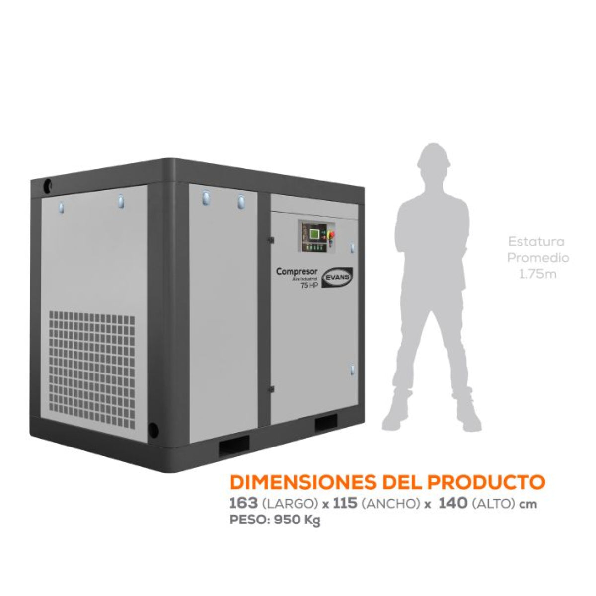 CTF300ME7500H - Evans - Compresor de Tornillo 75HP 460V