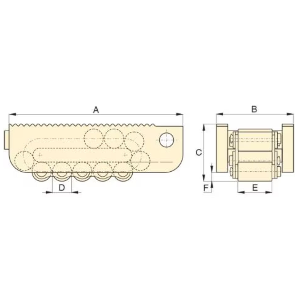 ER80 - Enerpac - Patín de carga de rodillos de cadena - 80 Ton Capacidad