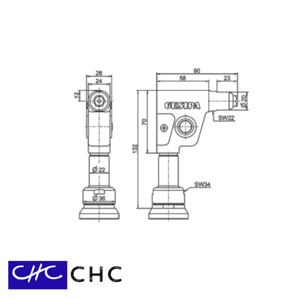 1559513 - Gesipa - Cabezal acodado 90° para Taurus 1, 2 y 4
