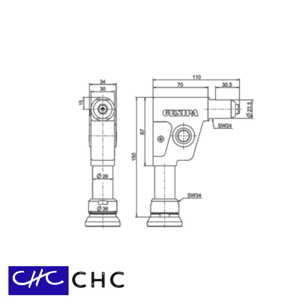 1464882 - Gesipa - Cabezal acodado 90° para Accubird / Powerbird Pro