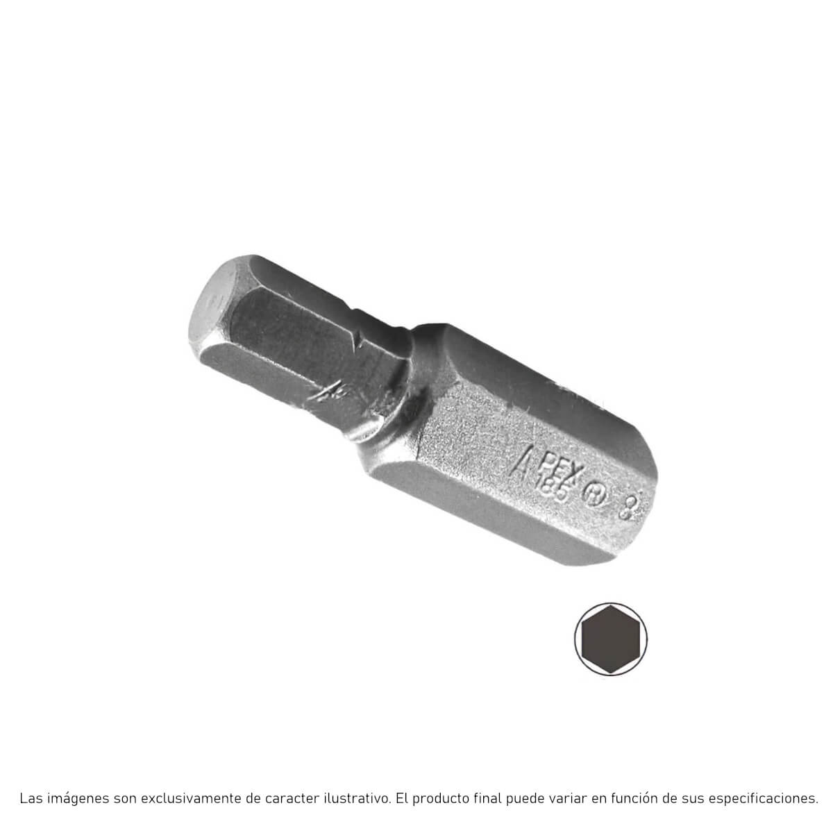 185-8X - Apex - Punta Allen 3/8" - Inserto Hex 1/4"