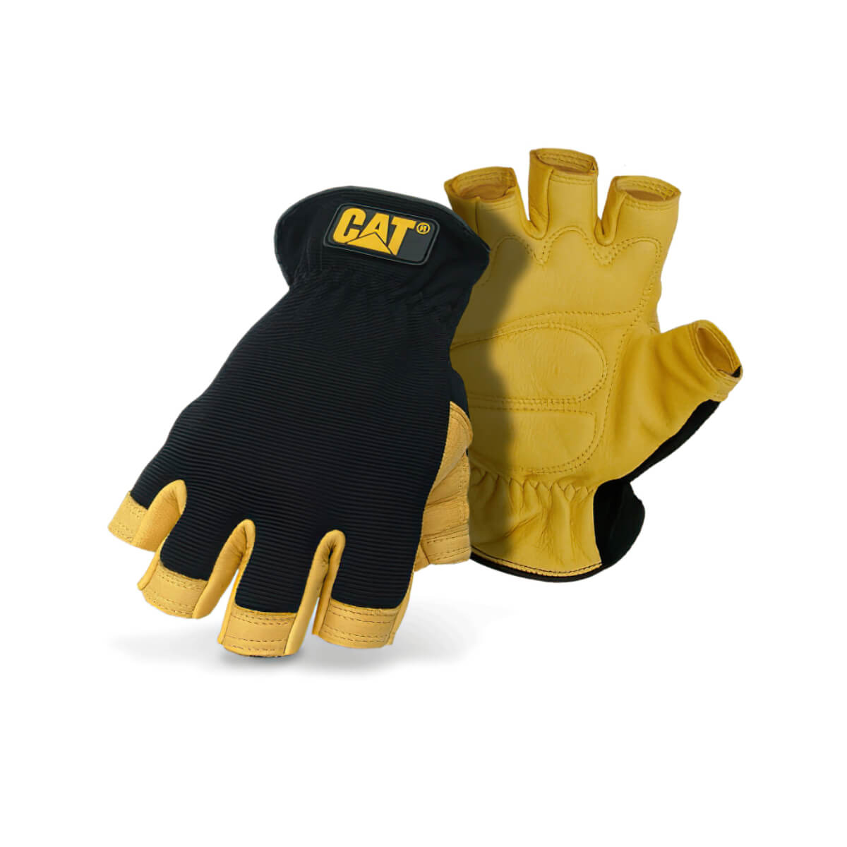 CAT012206M - CAT - Guantes de protección con medio dedo - Piel de ciervo con palma anti impacto - Talla: M/8/M
