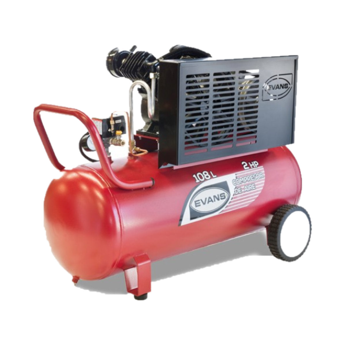 E13VME200-108 - Evans - Compresor de aire de pistón - Tipo Contratista - 2.0 HP - 125 PSIG Máx - Tanque 108 litros - 1 Etapa