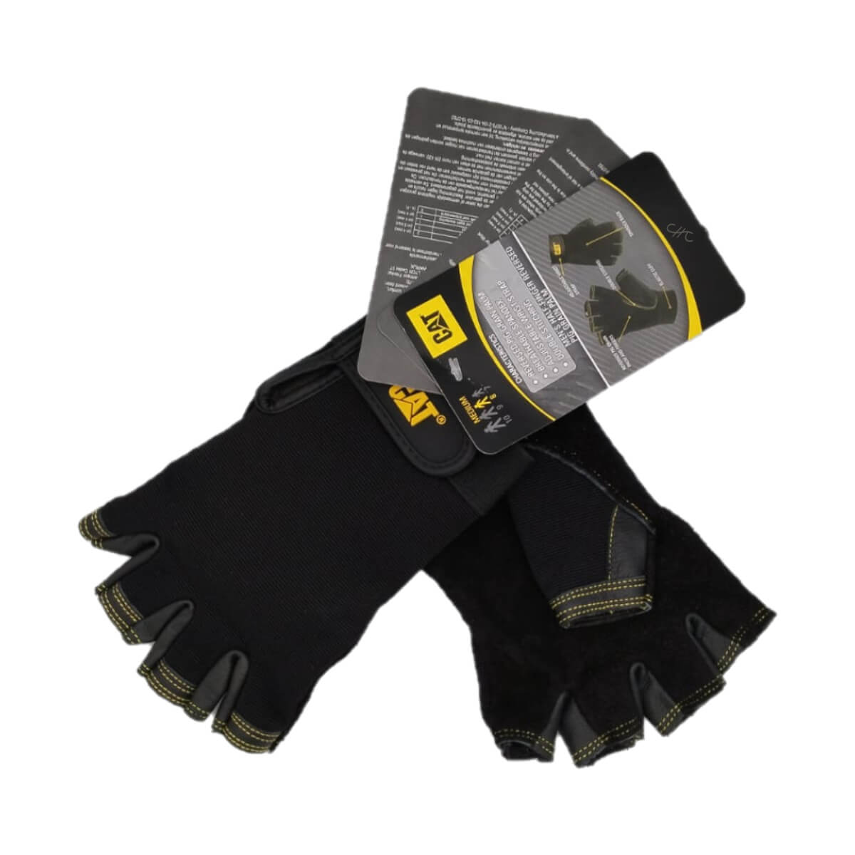 CAT012202M - CAT - Guantes con medio dedo de piel de cerdo  - Talla: M/8/M