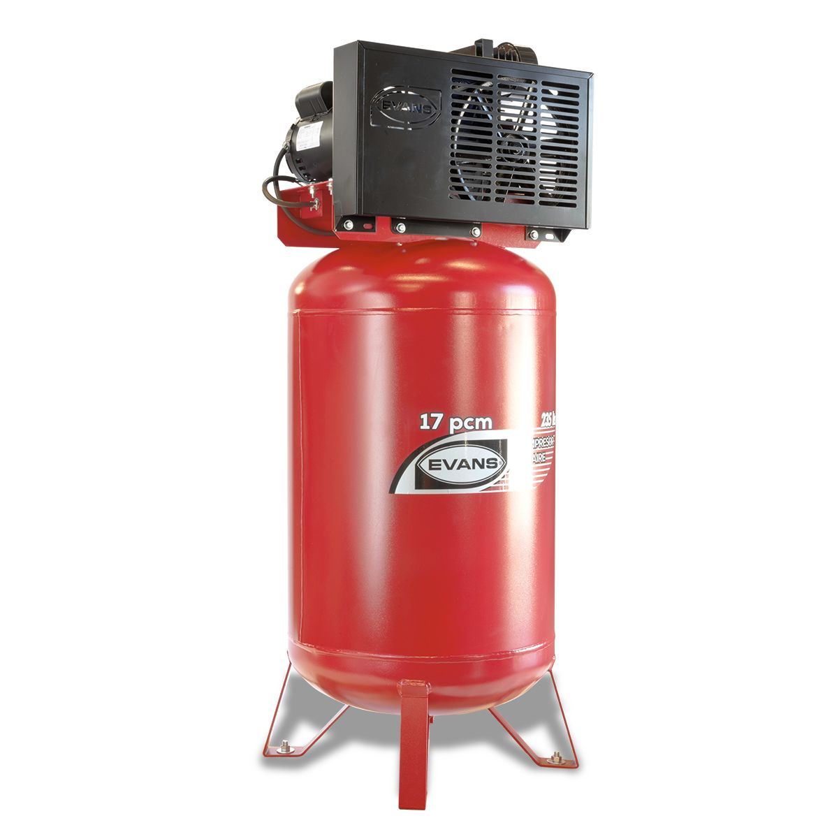 Compresor Evans E170ME500-235V de 5 HP con tanque vertical de 235 litros.