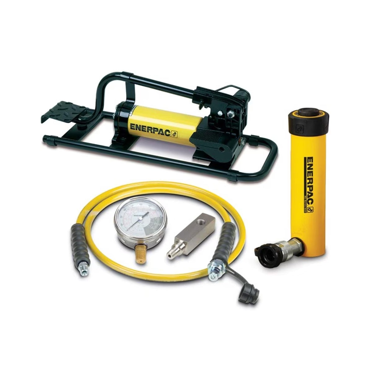 SCR106FP  Enerpac - 10 Ton- 6.13 pulg Carrera- Cilindro hidráulico y conjunto de Bomba neumática