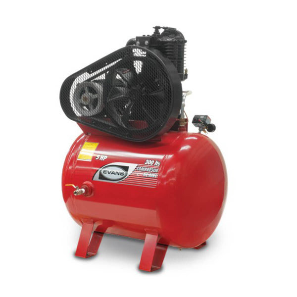 E230ME0500-300 - Evans - Compresor de aire de pistón con motor eléctrico - 5.0 HP - 175 PSIG Máx - Tanque 300 litros - 2 Etapas