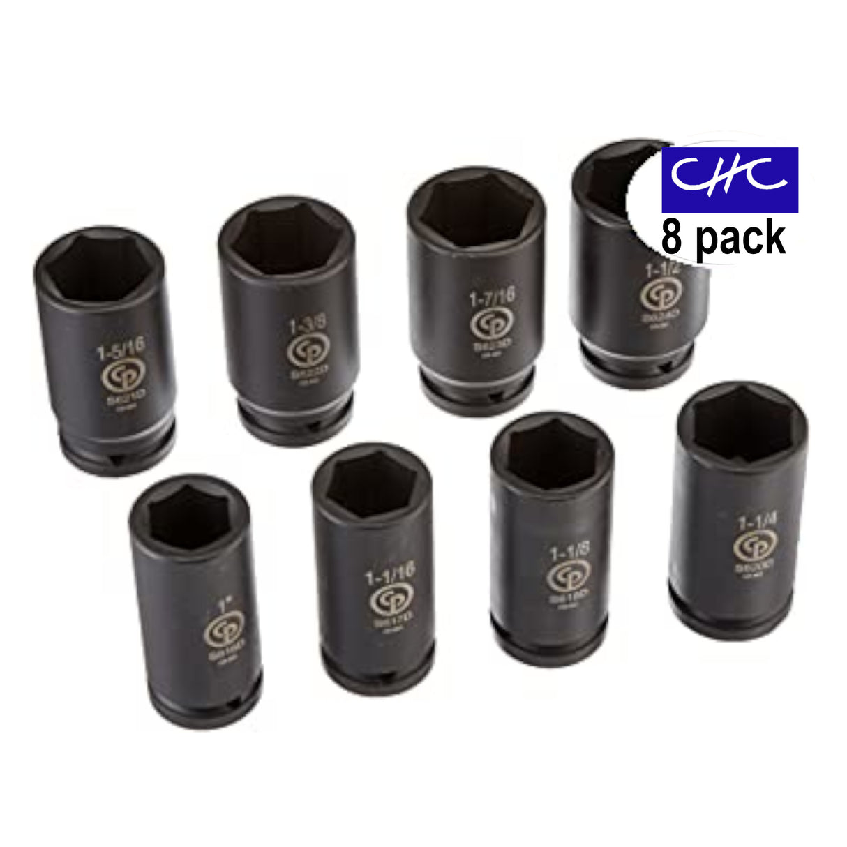 SS6008D - CHICAGO PNEUMATIC - JUEGO SAE DE DADOS DE IMPACTO-3/4" - PROFUNDO - SET 8 PIEZAS
